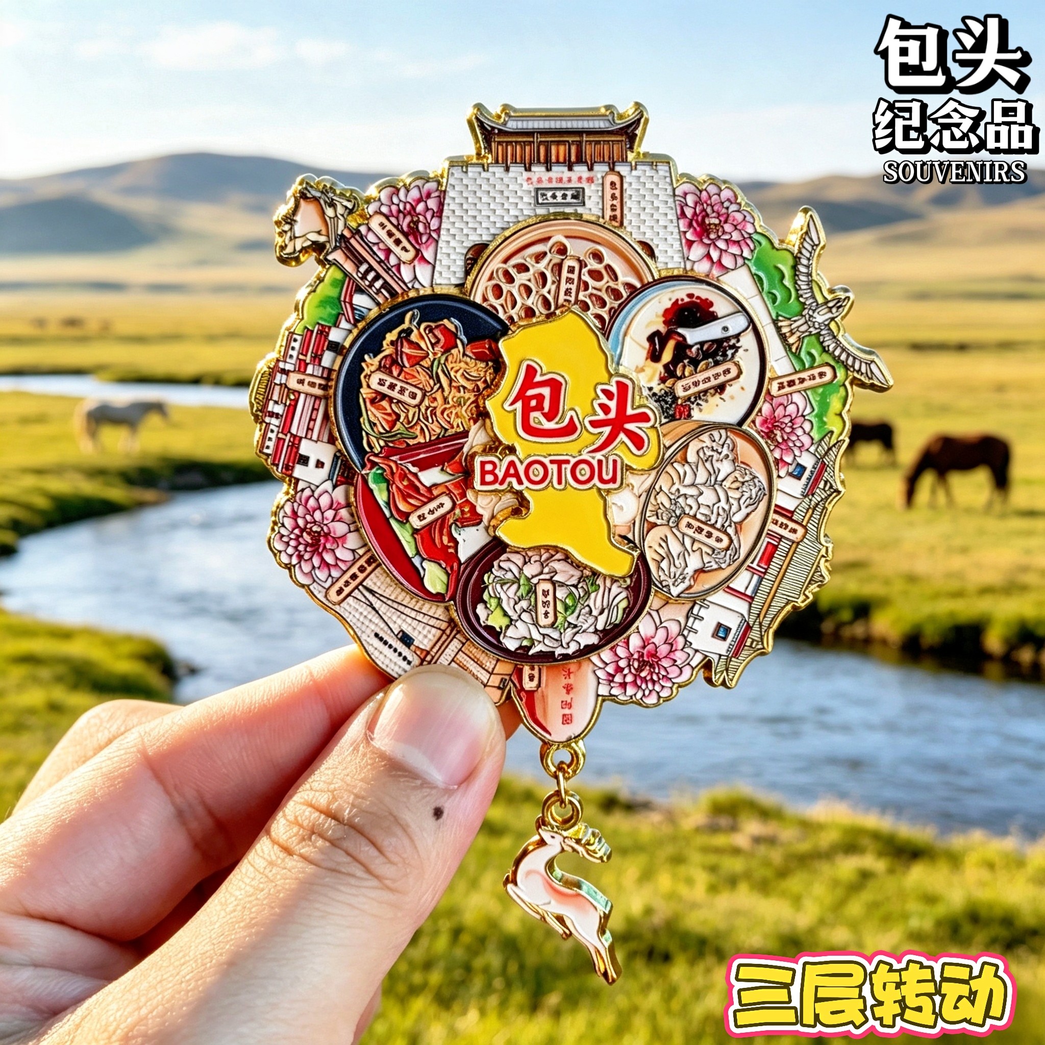 内蒙古五当召包头可转动冰箱贴