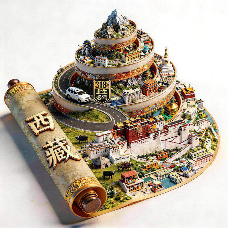 西藏金属3D浮雕布达拉宫冰箱贴