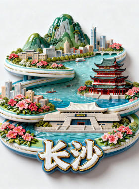长沙金属浮雕3D橘子洲冰箱贴