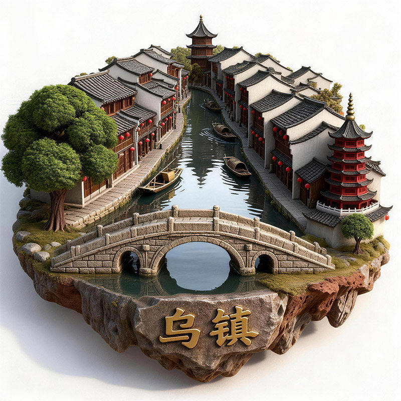 乌镇水乡复古3D浮雕冰箱贴
