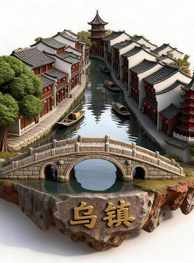 乌镇水乡复古3D浮雕冰箱贴
