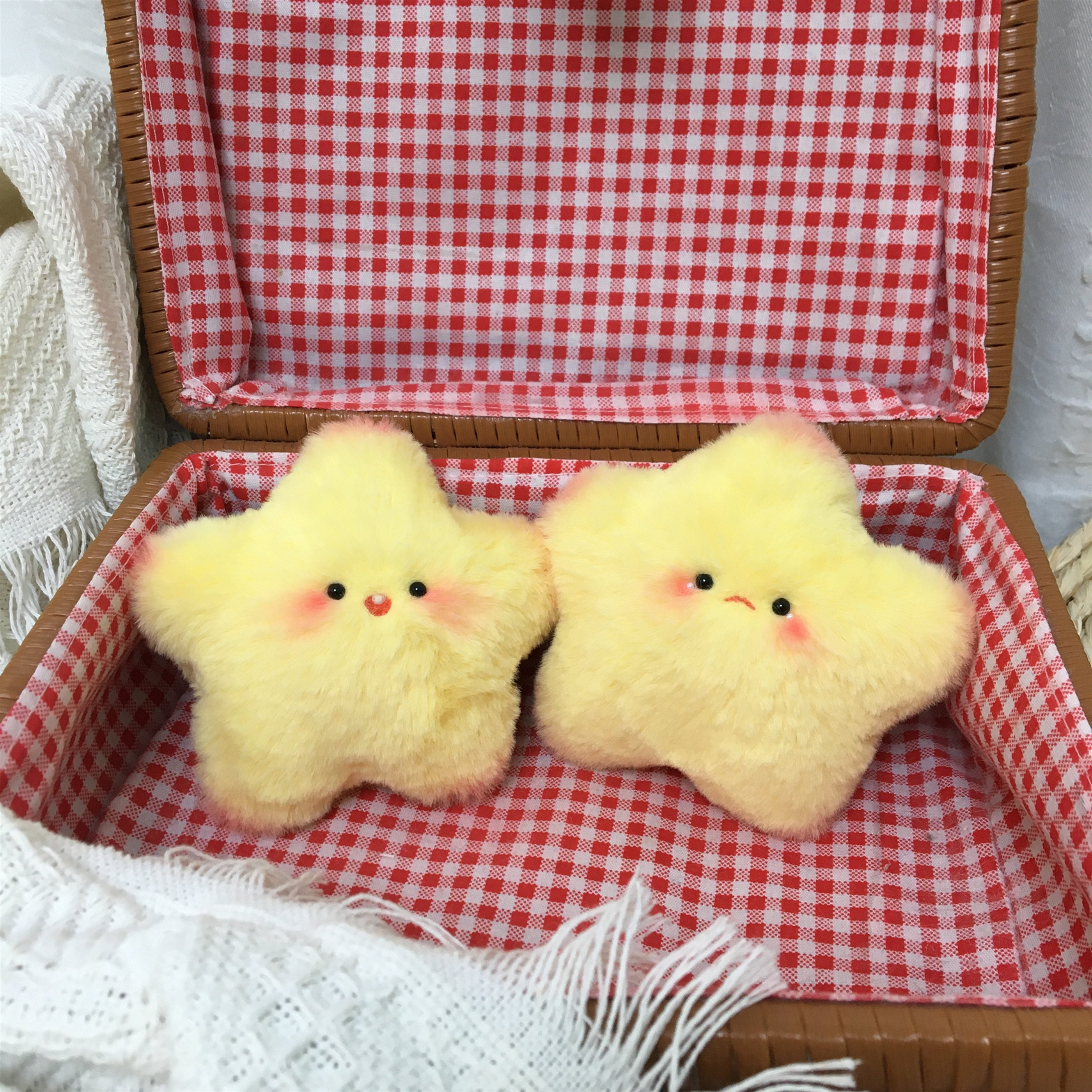 原创胖星星毛绒挂件 羊毛毡表情 手工定制玩偶送朋友生日礼物成品