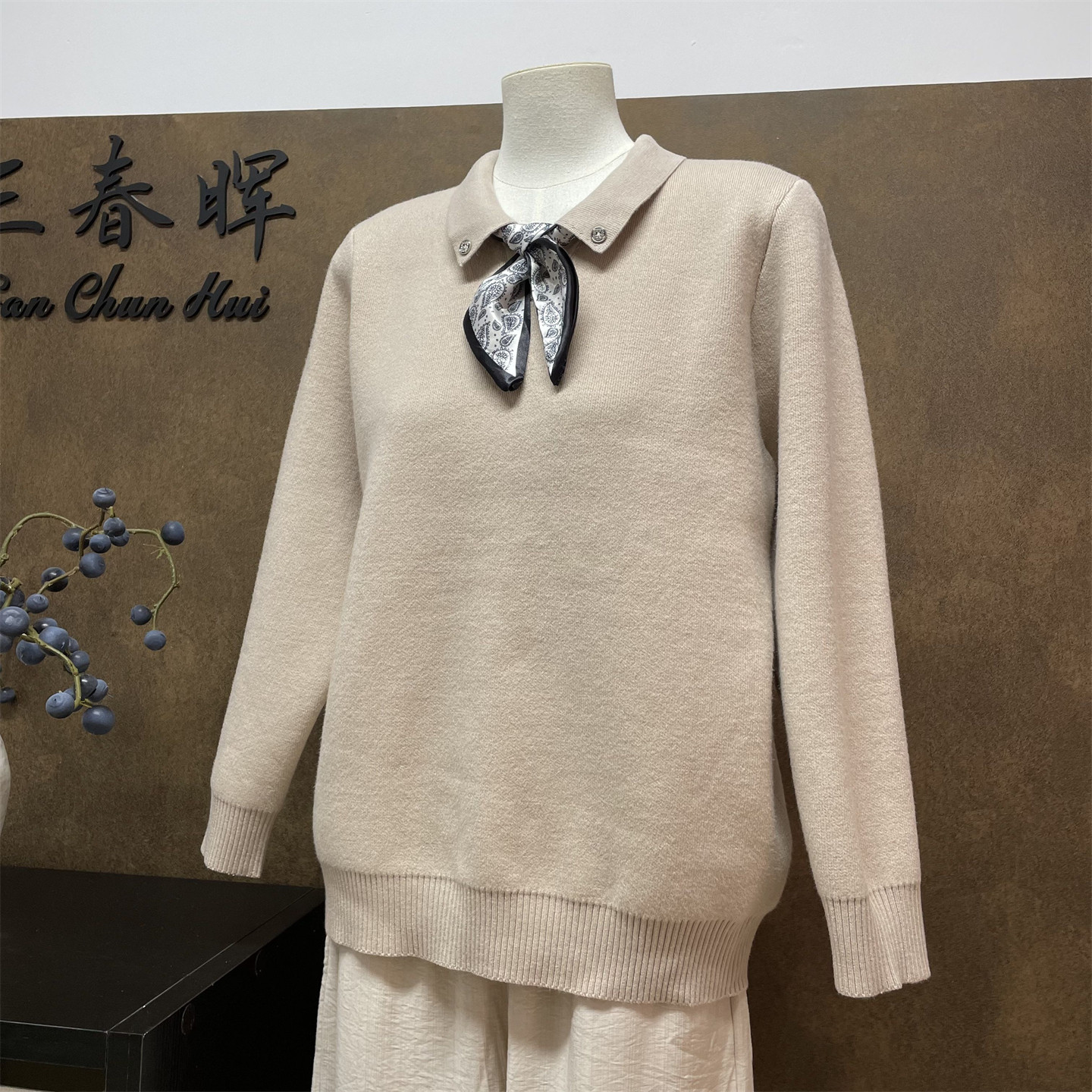 2025新款妈妈装秋冬季时尚休闲加绒保暖中老年女装洋气翻领毛衣