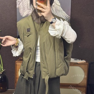 貂毛领皮草派克服鹅绒服马甲女2025冬季新款面包服阔版马夹外套