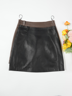 纯皮真皮半身裙女 绵羊皮裙2024秋高腰显瘦a字裙气质百搭包臀短裙