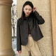 真皮皮衣女长袖 荔枝纹欧美范圆领轻薄显瘦女方领简约绵羊皮短外套