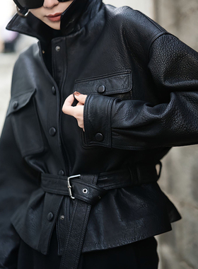 进口泡感羊皮宋佳同款绵羊皮短外套女2026春新款收腰显瘦真皮皮衣