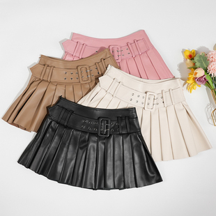 真皮绵羊皮裙辣妹高腰显瘦防走光短裙百褶裙小个子A字半身裙2026