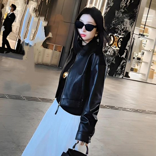 进口真皮皮衣女2025秋高级绵羊皮夹克气质显瘦百搭短款 皮衣外套潮