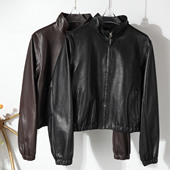 2025秋季 宽松立领真皮皮衣女士高级绵羊皮夹克显瘦遮肉机车外套潮
