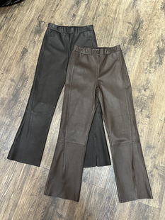 显瘦开叉真皮喇叭长裤 洋气修身 女2026春新款 进口弹力皮绵羊皮裤