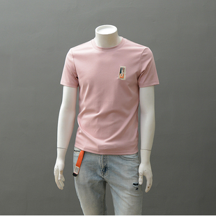 小众复古贴布印花短袖t恤男夏季圆领2025潮牌韩版修身小板型半袖