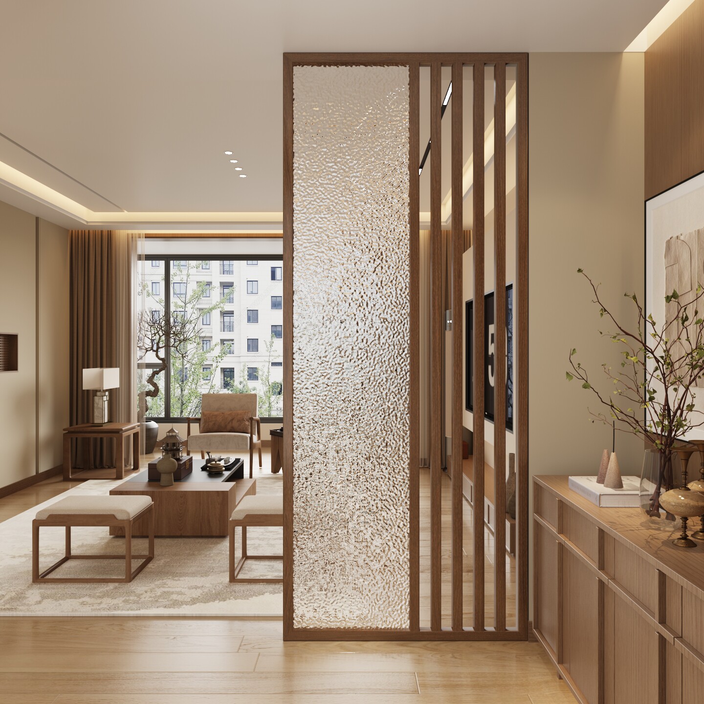 新中式实木屏风宋代美学隔断玻璃入户玄关遮挡现代简约轻奢座屏,住宅家具,座屏,淘宝优惠券,粉丝福利购,淘宝优惠卷