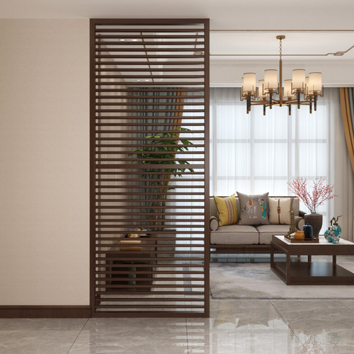 新中式全实木屏风隔断客厅饭厅酒店民宿原木简约现代镂空格栅装饰