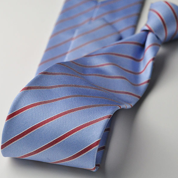 男商务正装手工领带桑蚕丝浅蓝色条纹真丝意大利8cm复古高级