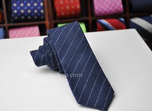 法国大牌外贸原单 棉领带 男商务正装领带深蓝色斜纹酒会婚礼