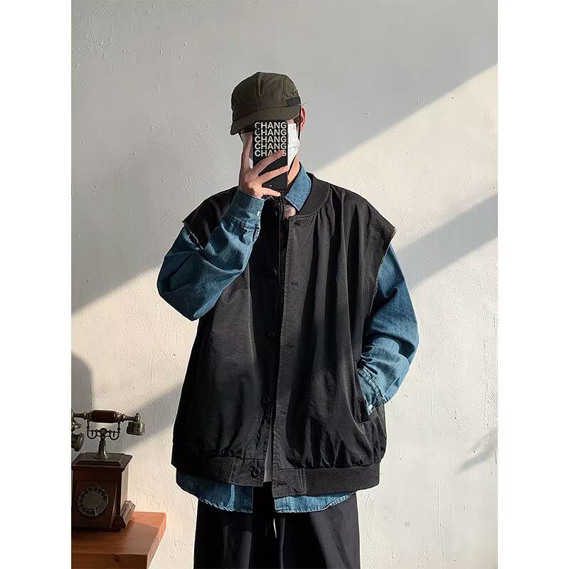 일본 CITYBOY 작업복 민소매 조끼 셔츠 남성 디자인 틈새 미국 기능성 조끼 얇은