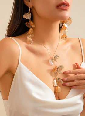 小众欧美银杏叶新款抽拉项圈饰品