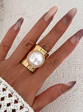 欧美跨境时尚个性夸张大珍珠戒指