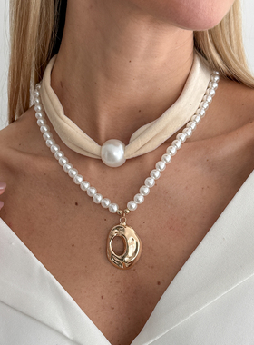 珍珠精致高级感白色双圈简约百搭