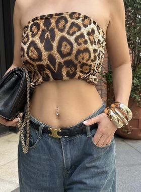 3件套弧形光面手镯 潮流百搭欧美辣妹修身跨境豹纹弹力印花露脐女