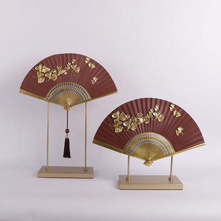 新中式 饰品摆件 扇子摆件扇形摆件家居客厅玄关书房博古架样板间装