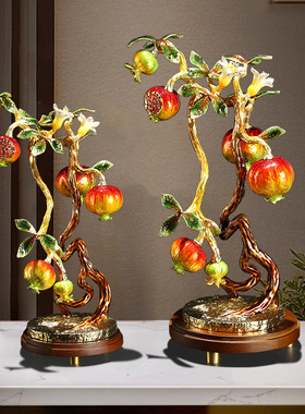 多子多福石榴摆件招财树发财树摆件高档客厅玄关乔迁装饰品摆件