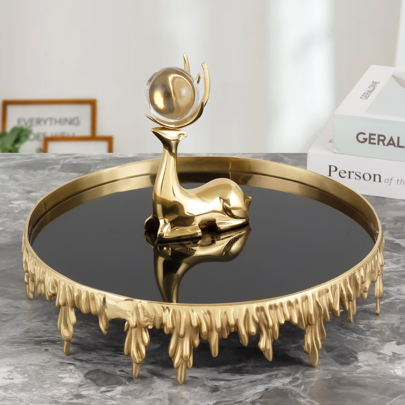 欧式黄铜托盘轻奢现代装饰品