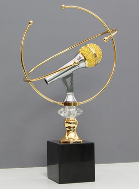 现代创意话筒礼品奖品摆件唱歌比赛颁奖奖杯羽毛球酒柜装饰品摆件