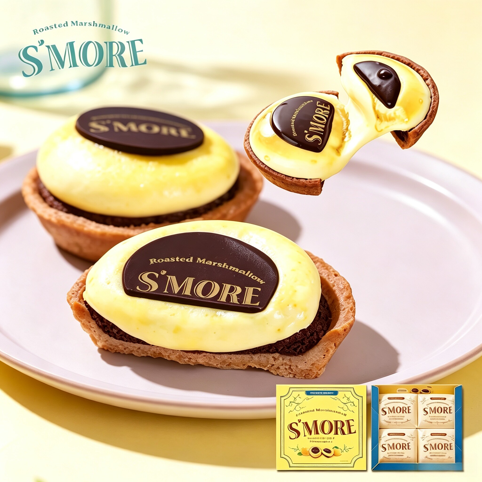 现货日本S'MORE季节限定烤棉花糖挞巧克力地中海阳光柠檬味礼盒
