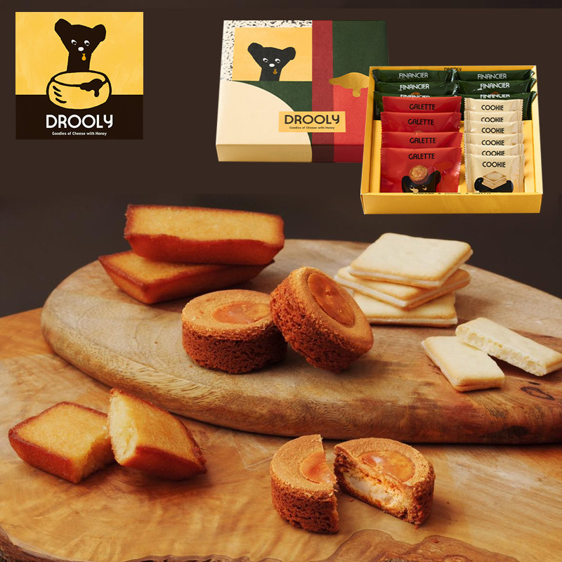 日本DROOLY芝士蜂蜜巧克力夹心饼干费南雪蛋糕点心礼盒进口零食