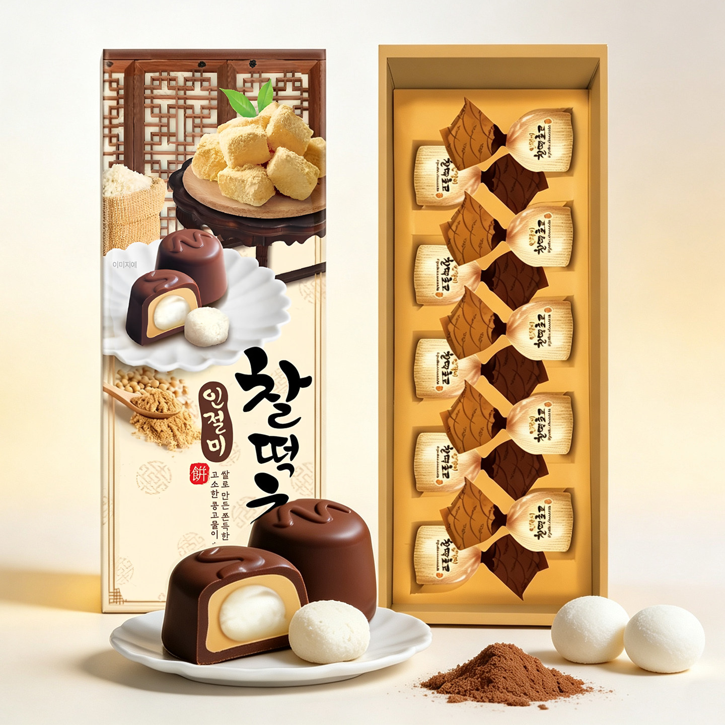 韩国COLOMBIN黄豆粉抹茶糯米滋麻薯年糕夹心巧克力礼盒进口零食