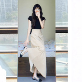 松弛感盐系轻熟女装 200斤大码 搭配时尚 女士夏季 半身裙子两件套装