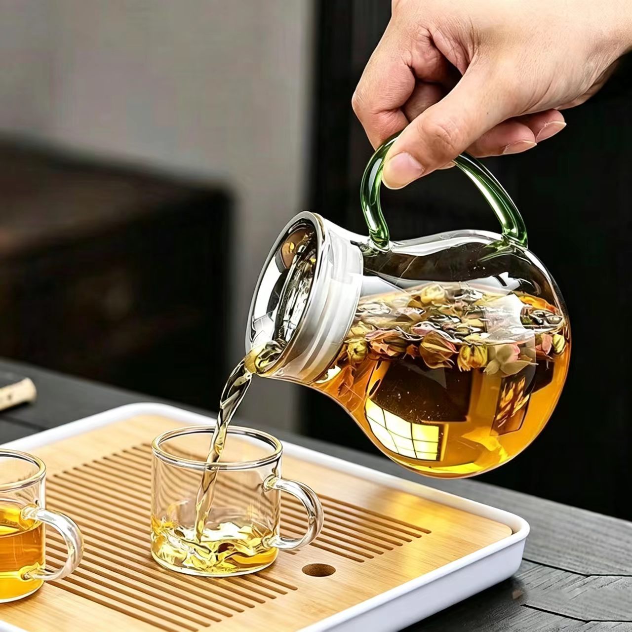 家用玻璃茶壶泡茶耐热加厚茶水水壶分离高硼硅玻璃家用办公室茶具
