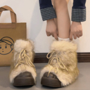 辣妹千禧风厚底雪地靴女2025新款秋冬加绒加厚保暖毛毛棉鞋短靴子