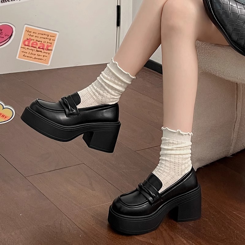 日系jk制服高跟玛丽珍小皮鞋女