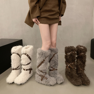 内增高加绒加厚雪地靴女