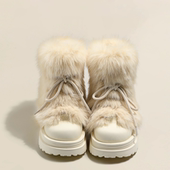 加厚毛绒厚底棉鞋 毛毛防滑东北雪地靴女2025秋冬季 新款 大头短靴子