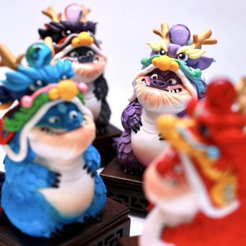 龙年吉祥物手办龙龖龘四海龙王龙龘龖软陶泥塑手工非遗