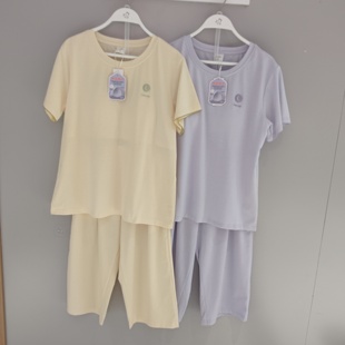 都市丽人新款LHH2E4女士睡衣自带固定胸垫短袖中裤舒服棉家居服