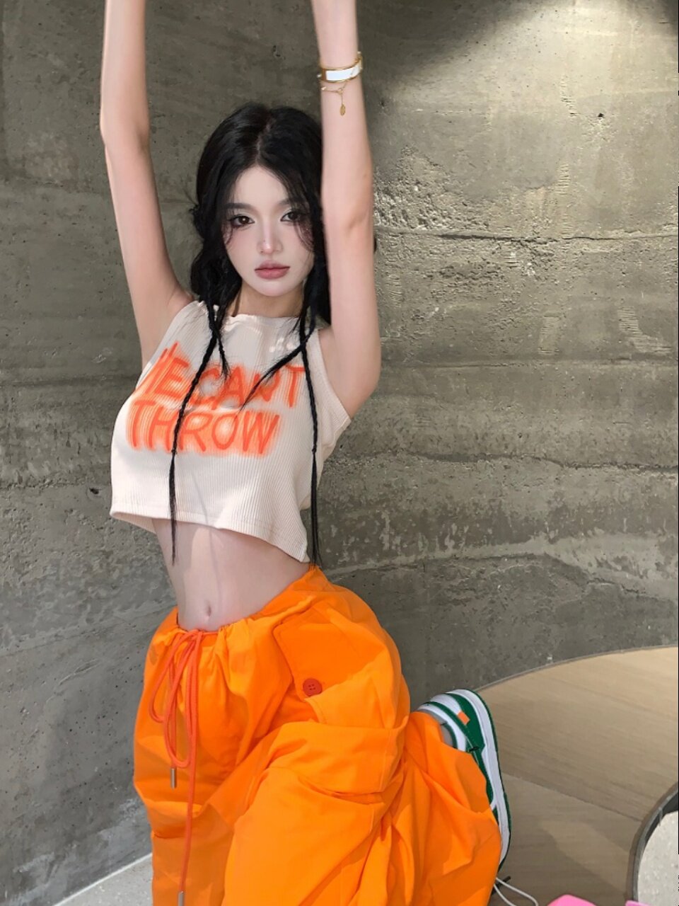 2024 여름 새로운 패션 레트로 미국 캐미솔 탑 여성의 높은 허리 작업복 뜨거운 소녀 투피스 양복