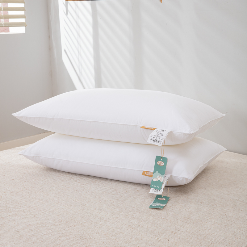 小绵羊全棉五星酒店枕芯单人枕头家用羽丝绒颈椎枕可水洗助睡眠枕