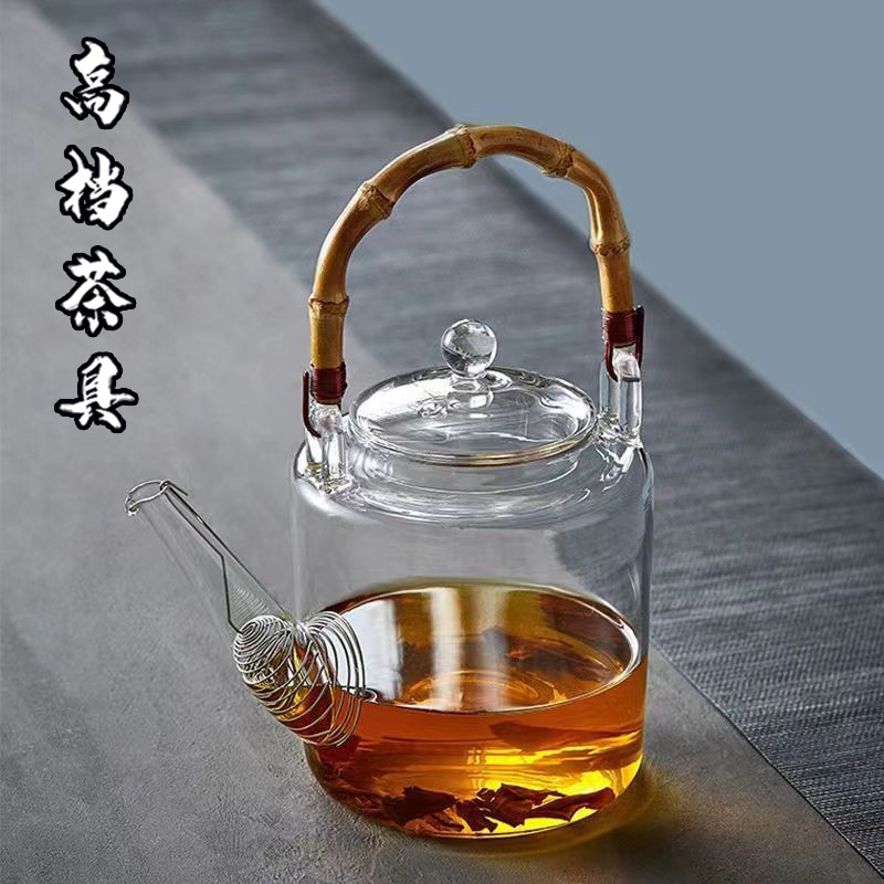 耐高温玻璃煮茶壶加厚耐热提梁壶大容量带过滤泡茶壶可明火烧水壶