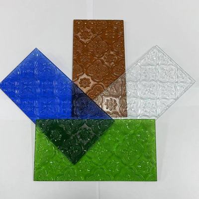 定制热熔玻璃水晶立体多彩熔模烧熔凹陷热艺术浮雕肌理玻璃隔断