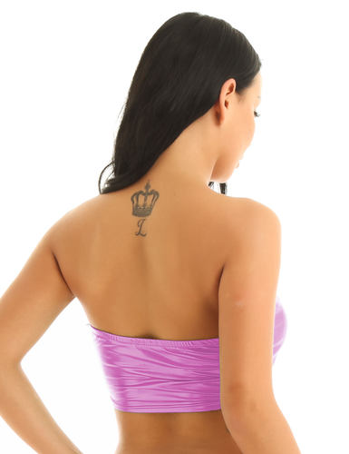 Bra PU Bright Leather Tank Top Solid抹胸PU亮皮背心纯色短款女