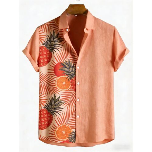 拼接印花卷边短袖 Patchwork printed hemmed short sleeve shirt