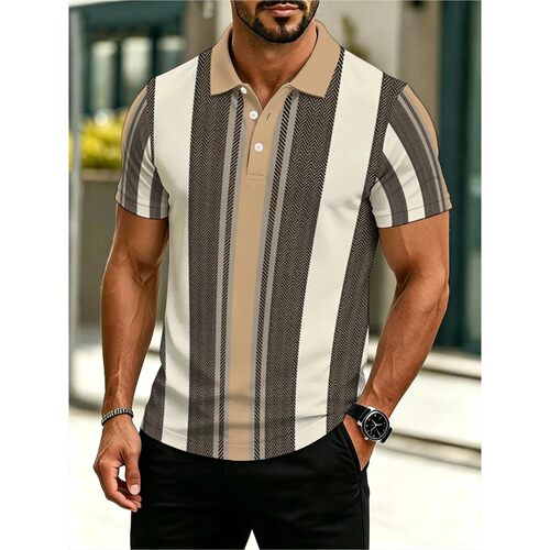 翻领印花短袖T恤 Collar striped printed short sleeved T-shirt