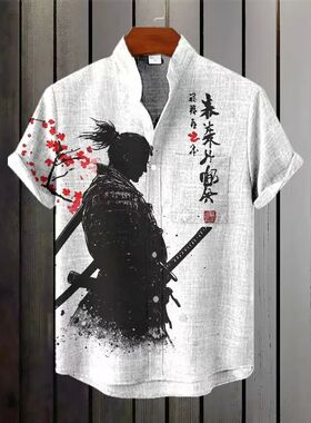 排扣立领印花衬衫Single brested stand up collar printed shirt