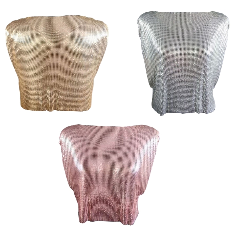 Metal sequin vest with suspender top金属亮片背心吊带上衣女装