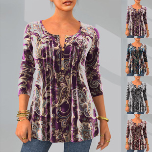 buckle length long sleeves印花中长款 Printed 系扣长袖 medium